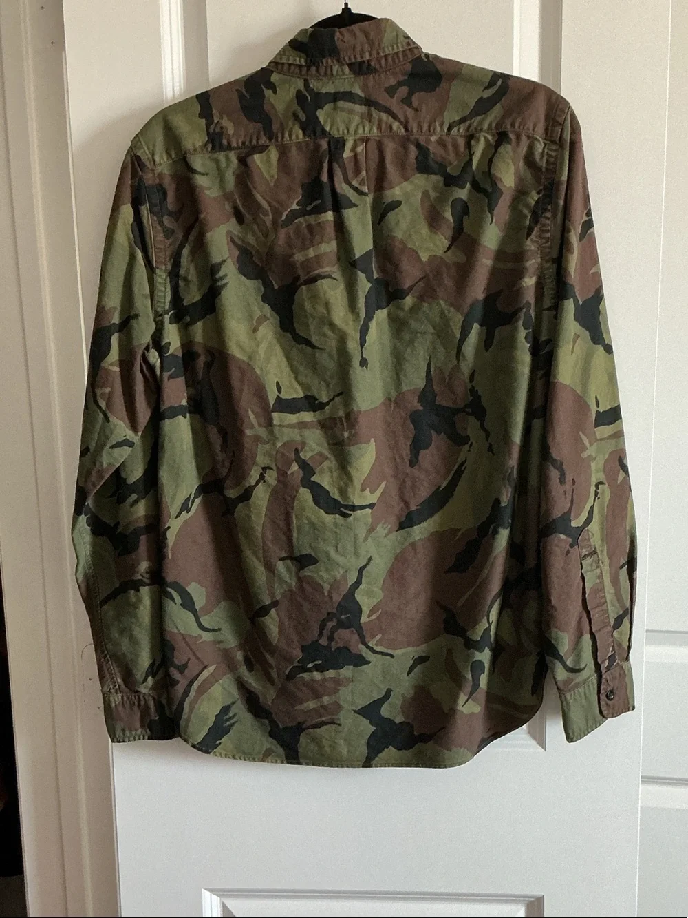 J. Crew Men's Camo Button-Front Shirt Jacket in Olive & Brown